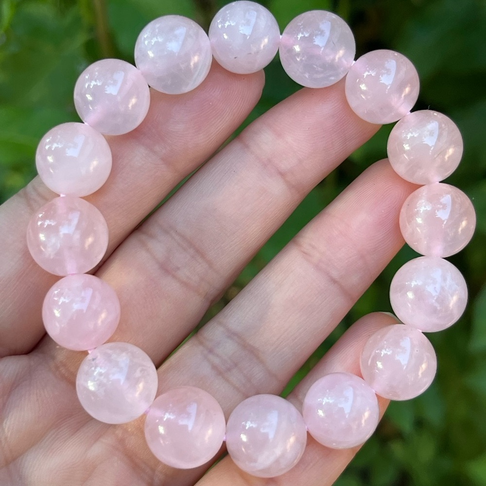 12mm‎ stretchable rose quartz bracelet